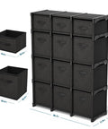 12 Cube Storage Organizer With 12 Included Bins Black Durable Shelves For Bedroom Playroom Office And Dorm Sturdy Nonwoven Fabric Cubes With Steel Bar Support