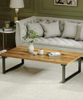 Stylish wood coffee table with 16 Inch Wide Metal Coffee Table Legs Black Industrial Modern Steel Base For Living Room