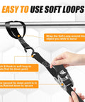 Heavy Duty Self Retracting Ratchet Straps 1500 Lbs Break Strength 1 X 15 Ft with soft loops and S-Hooks shown in use.