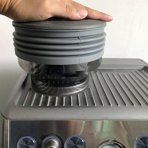 Top Shelf Single Dose Coffee Grinder Bellows Sleeve For Heavy Dust Control In Food Grade Silicone on smart grinder top.