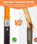 Heavy Duty Trench Shovel For Clean Trenches With Fiberglass Handle 58 Inch Long 4 Inch Trenching Shovel Durable High Carbon Steel Blade With Rust Resistant Coating For Yard Work And DIY Projects showing fiberglass vs wood handle durability
