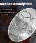 Close-up of Portable Outdoor Propane Heater For Camping And Fishing, Dual Fuel 1lb Propane Or ISO Butane, showing metal design.