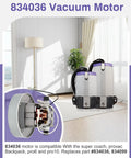 Beefy Replacement Vacuum Motor For Super Coach Pro 10 And Pro 6 shown with compatible machines