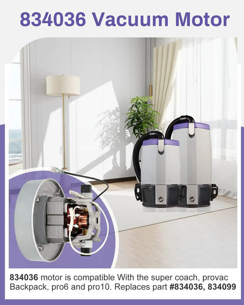 Beefy Replacement Vacuum Motor For Super Coach Pro 10 And Pro 6 shown with compatible machines