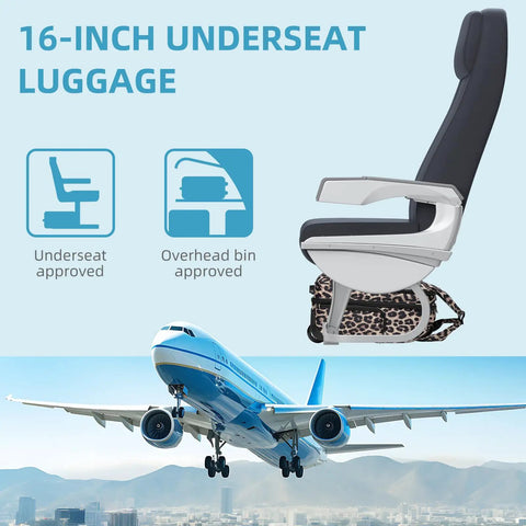 Expandable Softside 4-Piece Luggage Set With 20 Inch Carry-On, 16 Inch Underseat Bag, Spinner Wheels, TSA Lock, Leopard Print