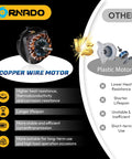 Comparison between copper wire motor and plastic motor, highlighting benefits in durability and efficiency.