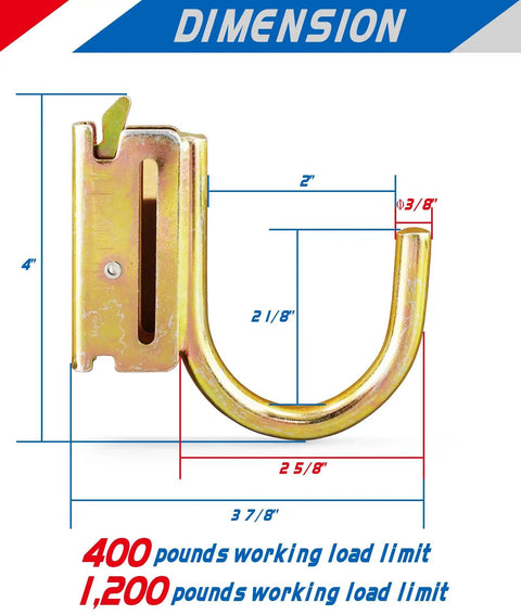 Dimensions of 2 Inch E Track J Hooks Heavy Duty Tie Down Accessories For Trucks Trailers Garages Vans Warehouses And Workshops