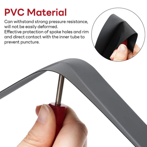 Close-up of black PVC material showcasing the 26X4.0 Inch Rim Strip And Fat Tire Rim Tape PVC Inner Tube Cushion Protector.