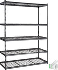 Beefy 5 Tier Adjustable Storage Shelving Unit Black With 2000 Lb Capacity Ideal For Garage Workshop Or Warehouse Organization And Heavy Duty Steel Load Bearing Rack front view