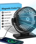 6 Inch Magnetic Cruise Fan With 12000mAh Rechargeable Battery Portable Power Bank LED Light 360 Degree Rotating Head