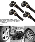 315 Mhz Tire Pressure Monitoring Sensor For Chevy Equinox All Engine Sizes 2007 Through 2018, pack of 4, direct replacement set.
