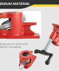 Built Tough Heavy Duty 3/4 Inch Pipe Clamps For Woodworking, Tough As Nails Cast Iron Gluing Bars with red anti-rust coating.