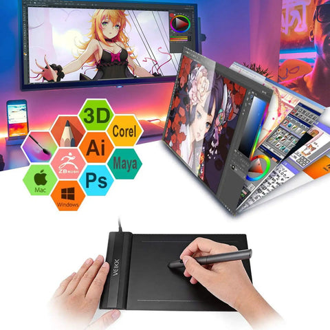 Hella Smooth 6x4 Inch Portable Graphics Drawing Tablet For Sketching And Osu Grinding With Built In Usb Cord Seamless Digital Signing Stylus Pad Pc Mac Creative Tool in use with a hand drawing.