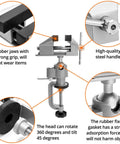 3 Inch Do It All Tabletop Clamp Vise With 360 Degree Rotation And 45 Degree Tilt Portable Bench Vise For Drilling Woodworking Jewelry Making And Metalworking Built From Aluminum Alloy, showing detailed features like rubber jaws, steel handle, and rotation mechanism.