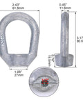 Built Tough Heavy Duty Galvanized Steel Eye Nut With Half Inch UNC Thread Bail Type Ring Lifting Fastener Marine Grade Female