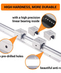 2 Pack SBR12 Linear Rails 400mm With Four SBR12UU Carriage Blocks Beefy Heavy Duty Linear Guide Kit For DIY CNC Routers Lathes Mills And Automated Machines, aluminum