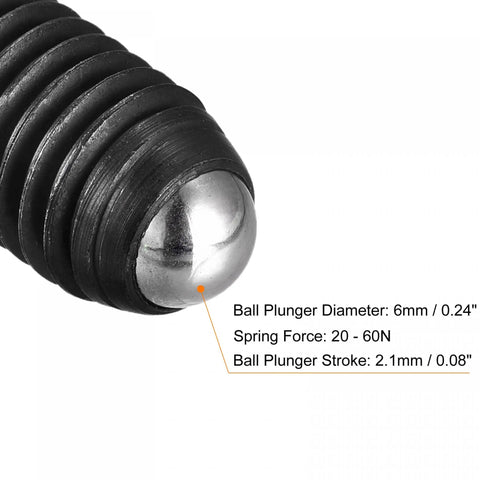 Close-up of 5 Pack Ball Point Set Screws M10 X 20mm High Carbon Steel Spring Loaded Ball Plunger Hex Socket Grub Screw