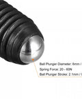 Heavy Duty Ball Point Set Screws With Spring Loaded Hex Socket Drives Solid High Carbon Steel Metric M10 X 25MM Thread 5Pcs Pack close-up of a ball plunger and threaded shaft.