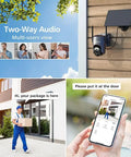 2 Pack Wireless Outdoor Security Cameras 2K 360 Degree PTZ Solar Powered With Spotlight And Siren showcasing two-way audio
