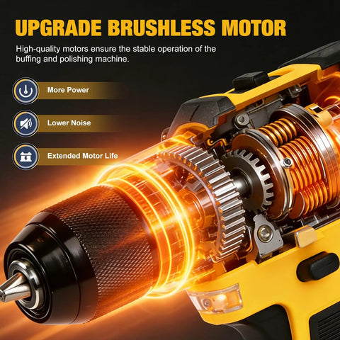 Beast Brushless Cordless Drill Driver Kit With 575 In Lbs Torque, internal view showing upgraded brushless motor components