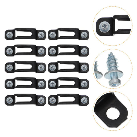 Knockout Invisible Cabinet Screw Fasteners And Hidden Metal Connectors With Zero Fuss Install, 50-pack kit showing black metal connectors.