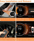 Set Of 4 TPMS Tire Pressure Monitoring Sensors With Relearn Tool For Broad Vehicle Compatibility, Including SUVs, Trucks And Cars, Direct OEM Replacement For Silverado And More, Delivers Stable Signal, Accurate Readings, Easy Install. Easy TPMS relearn steps