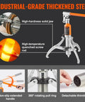 Industrial-grade hydraulic gear puller kit with 5 ton capacity, 8 inch jaw, 2 or 3 jaws, rotating pull ring, and detachable thimble.