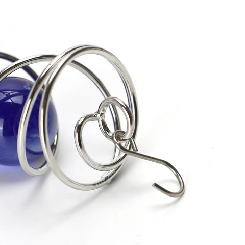 Stainless Steel Wind Spinner Tail Gazing Ball Stabilizers For Indoor And Outdoor Decor With Hanging Swivel Hook Glass Ball Accent Weatherproof Garden Ornament Kit To Elevate Patio And Yard Vibes, blue glass and steel hook