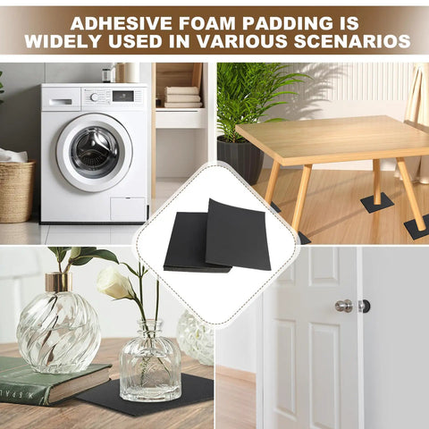 Six Pack Adhesive Neoprene Foam Sheets One Eighth Inch Thick Twelve By Eight Inch Straight Up Craft Padding For Soundproofing And Vibration Dampening With Rock Solid Cushioning And Strong Grip Backing For Diy Work used under furniture and appliances.