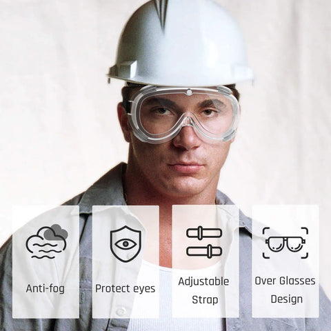 Safety Goggles That Fit Over Your Specs With Anti Fog And Anti Scratch Lenses, Clear Vision Lab Eyewear For Chemistry And Industrial Use