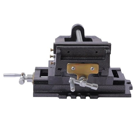 Heavy Duty 6 Inch Cross Slide Vise With X Y Table Mount For Drill Press And Metal Milling Applications Featuring Rock Solid Steel Jaws and quick release lever mechanism.