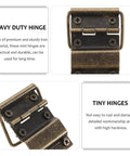 Retro Mini Iron Hinge Set With Screws For Jewelry Boxes And Small Wooden Cases, high hardness, vintage style close-up view