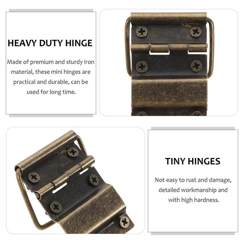 Heavy Duty Iron Hinges With Screws For Wood And Jewelry Boxes, Retro Style Cabinet Hinges For Drawers And Small Cabinets