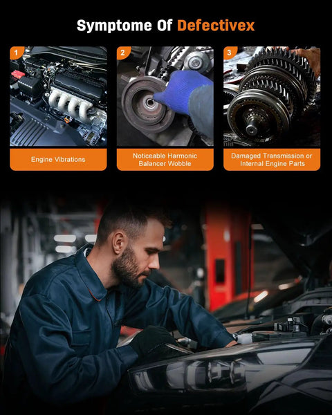Mechanic diagnosing symptoms like engine vibrations for Beefed Up Engine Harmonic Balancer Crankshaft Pulley Replacement Ford Ranger 2001 2011