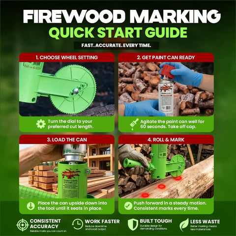 Dead On Firewood Measuring Tool And Log Line Marking Accessory With 16 Inch Rolling Wheel To Nail Perfect Chainsaw Cuts Every Time No More Guessing Solid Heavy Duty Gear