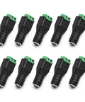 Built Tough Female Dc Power Connectors 5.5Mm X 2.1Mm Barrel Jack Socket 12V 24V, pack of ten, solid copper, screw terminal.