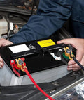 Mechanic installing 2 Pack Car Battery Terminal Connectors Quick Release Disconnect Ends with Heavy Duty Copper Terminals on battery