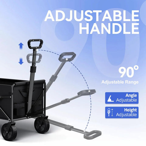 Collapsible Folding Wagon With 180lb Capacity Lightweight Utility Cart adjustable ergonomic handle details