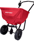 Beefy Workhorse Walk Behind Broadcast Spreader for Grass Fertilizer and Seeds with 65 Pound hopper, durable epoxy frame and tires