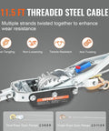 Five Ton Come Along Winch With Eleven And A Half Foot Steel Cable Dual Gear Heavy Duty Ratchet Puller For Vehicle Rescue