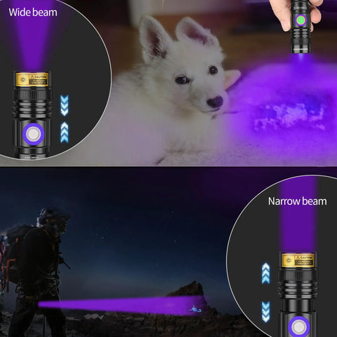 Rechargeable USB 395nm UV Black Light Flashlight Mini Ultraviolet LED Torch for detecting pet stains and outdoor use
