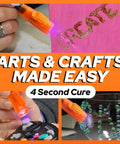 LED UV Glue Kit With Light For Quick Cure Bonding in use on crafts, showing fast epoxy resin adhesive application on decor items.