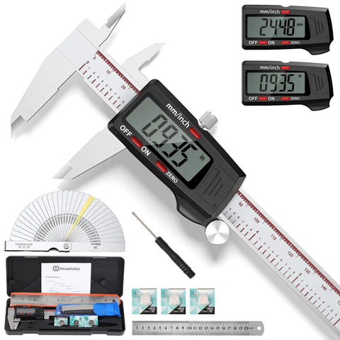 Go-To 6 Inch Digital Caliper With Large LCD Screen And Millimeter Readouts, Four Modes, Auto Off, Stainless Steel Micrometer Kit