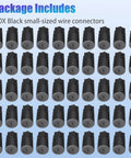 50 Pack Waterproof Wire Nut Connectors Set For Outdoor Lighting And Irrigation Valves, black twist caps displayed
