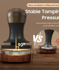 45.5mm Espresso Tamper For Flair Pro 3 With Precision Fit Stainless Steel Flat Base And Sound Feedback Barista Grade, shown upright