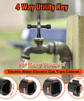 16 Inch Water Meter Key With Heavy Duty Steel T Handle Four Way Universal Cross Key for valve access on pipe