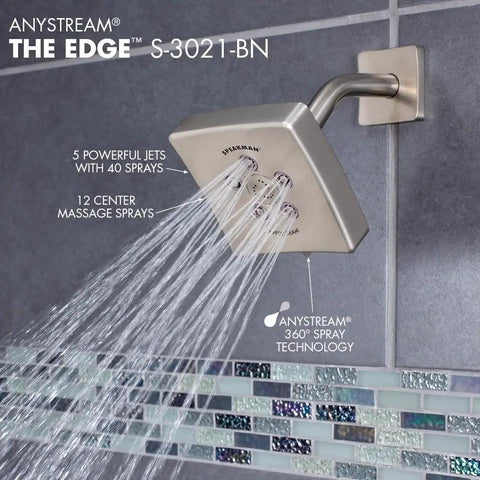 2.5 GPM Brushed Nickel Shower Head With Brass Core And Built To Last Durable Finish That Resists Corrosion And Tarnish Lifetime Warranty Plus 1 Year Commercial Warranty Easy Install Coordinates With Matching Bath Accessories