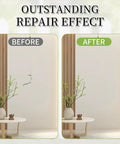 Before and after repair using DIY Ready Vinyl Siding Repair Kit with Self Adhesive PVC Patches, showcasing fixed wall cracks.
