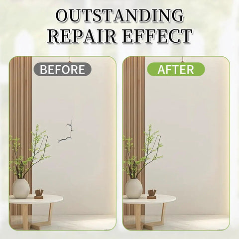 Before and after repair using DIY Ready Vinyl Siding Repair Kit with Self Adhesive PVC Patches, showcasing fixed wall cracks.