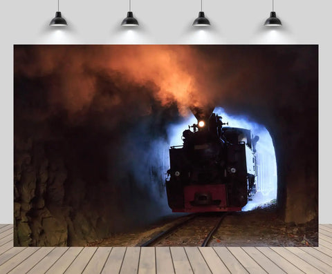 Massive Steam Train Tapestry Wall Art 236 by 118 Inches 6m by 3m Locomotive Scene On Vaser Valley Railway Backdrop for Bedroom Living Room